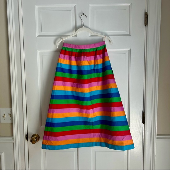 Valentino '1973 Collection' Silk Blend Striped Rainbow Skirt 2015 Resort Size 2 - Picture 6 of 7